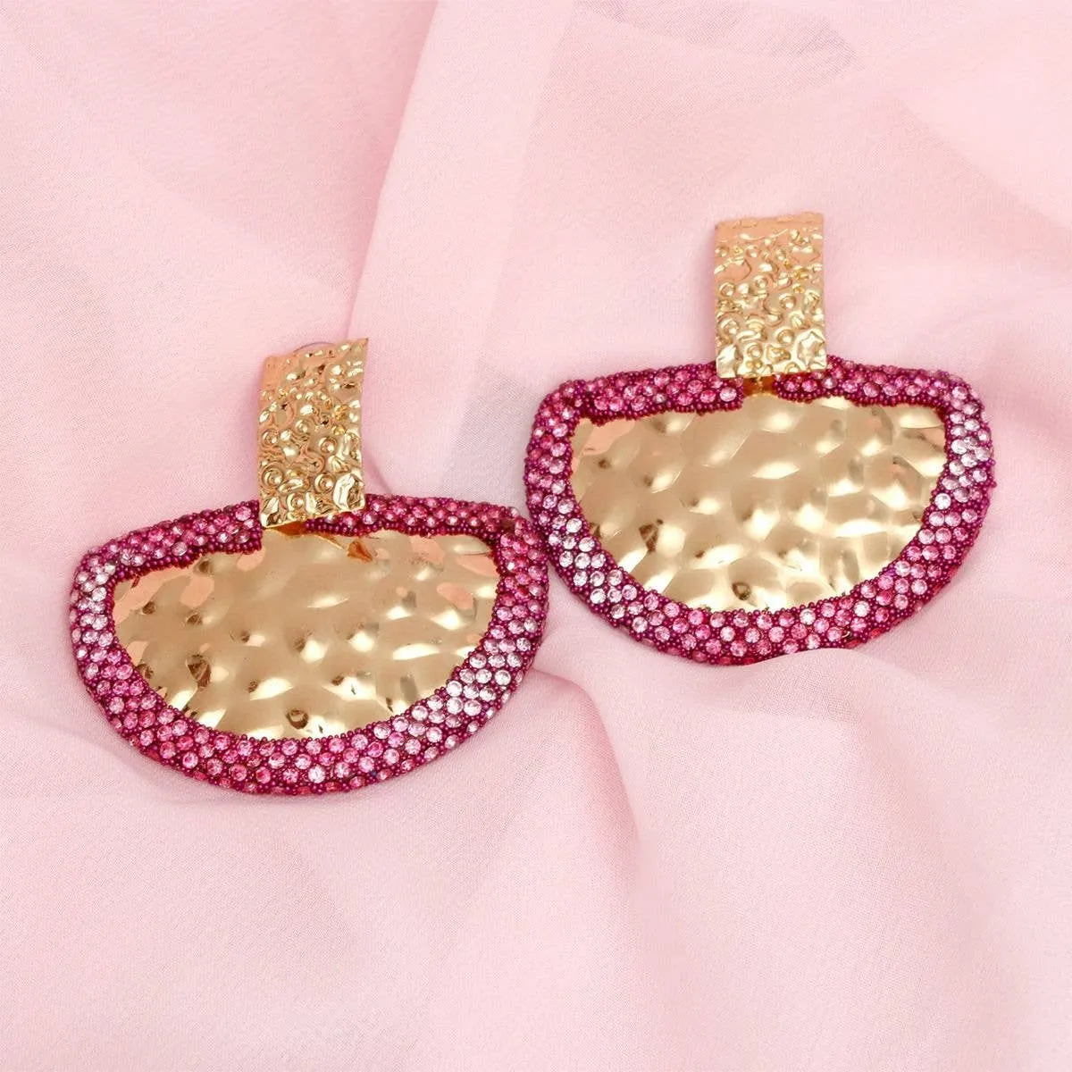 Drop FuchsiaSemicircle Earring