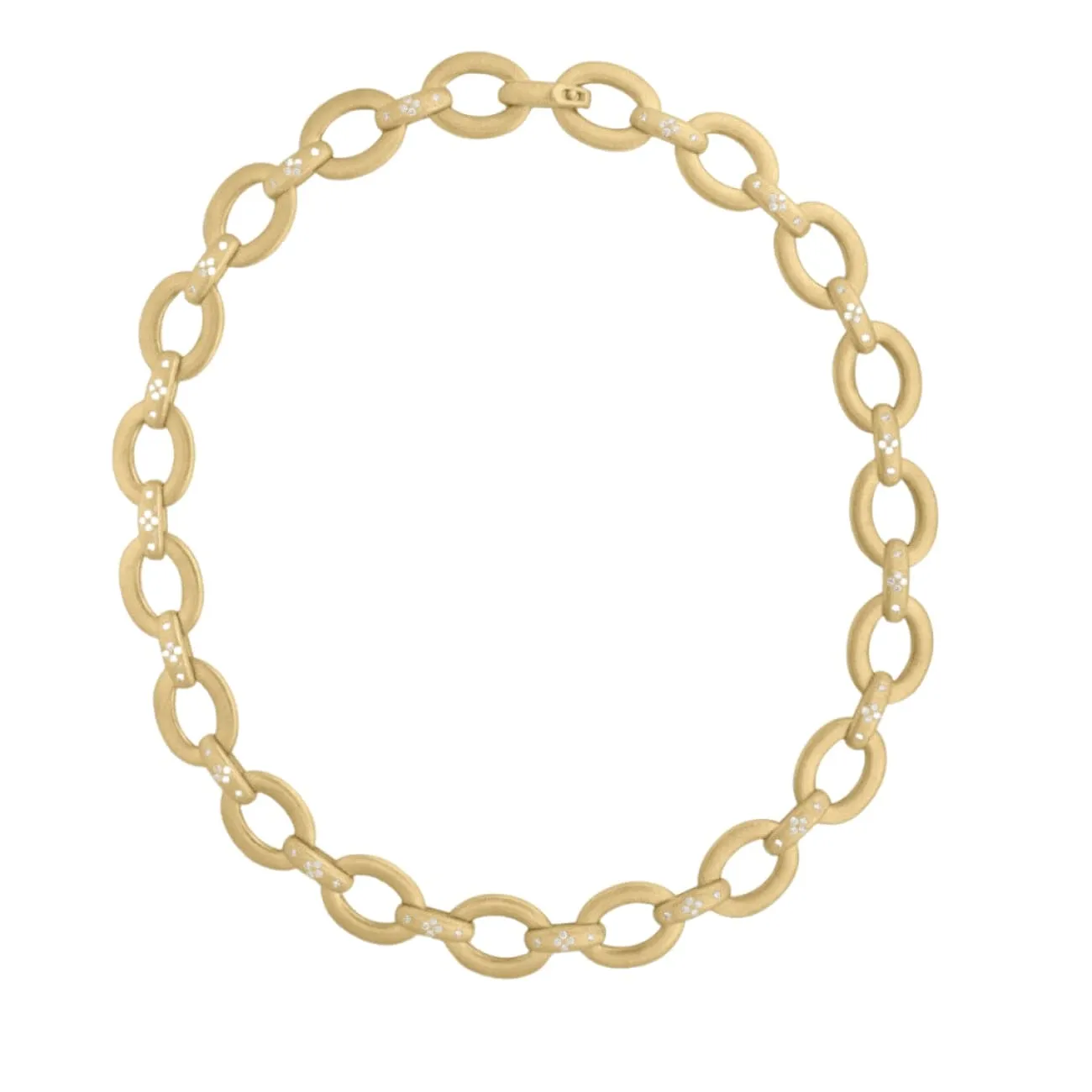 Duchessa 18K Yellow Gold Oval Link Diamond Satin Collar Necklace