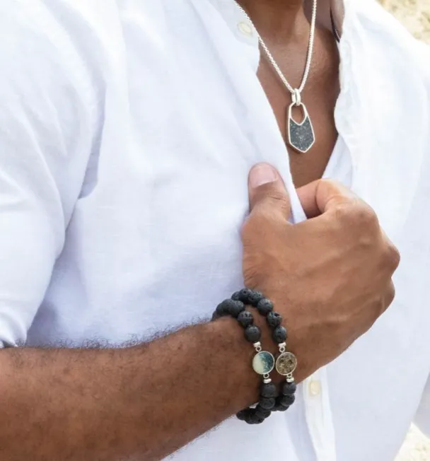 Dune Jewelry Men's Beaded Bracelet - Lava