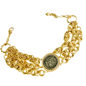 Dylan Gold Three Strand Coin Choker Necklace