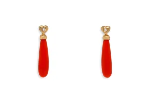 Earrings 14kt Gold Coral Briolette & Diamonds