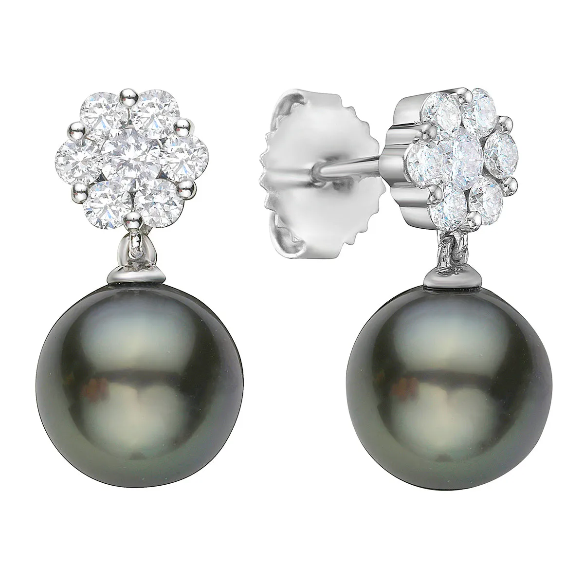 Earrings 14KW/1.5G 14RD-0.58CT Tahitian 9-10mm