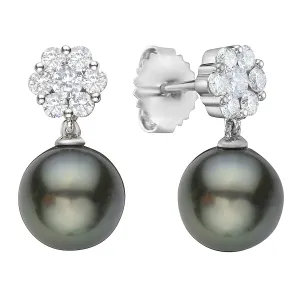 Earrings 14KW/1.5G 14RD-0.58CT Tahitian 9-10mm