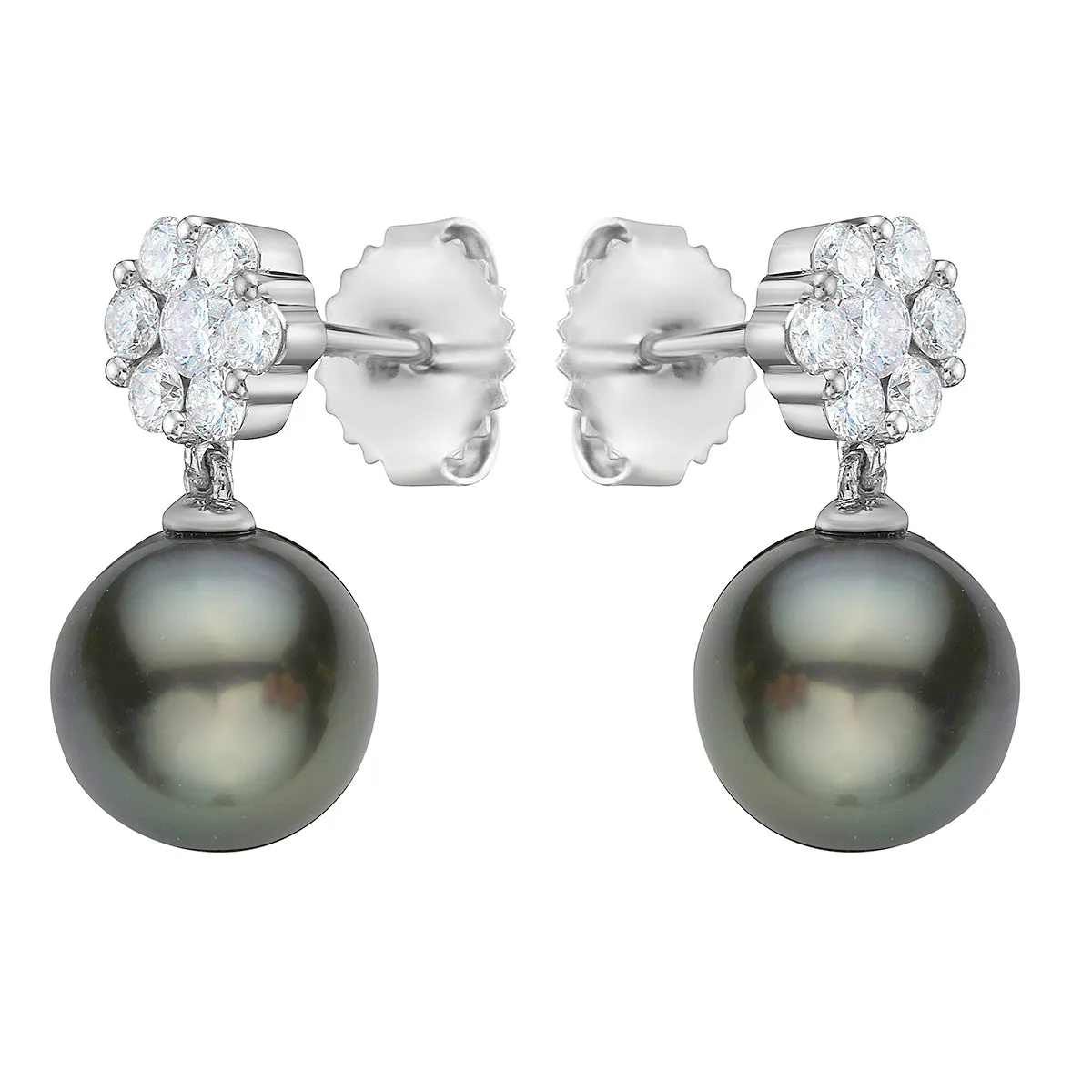 Earrings 14KW/1.5G 14RD-0.58CT Tahitian 9-10mm