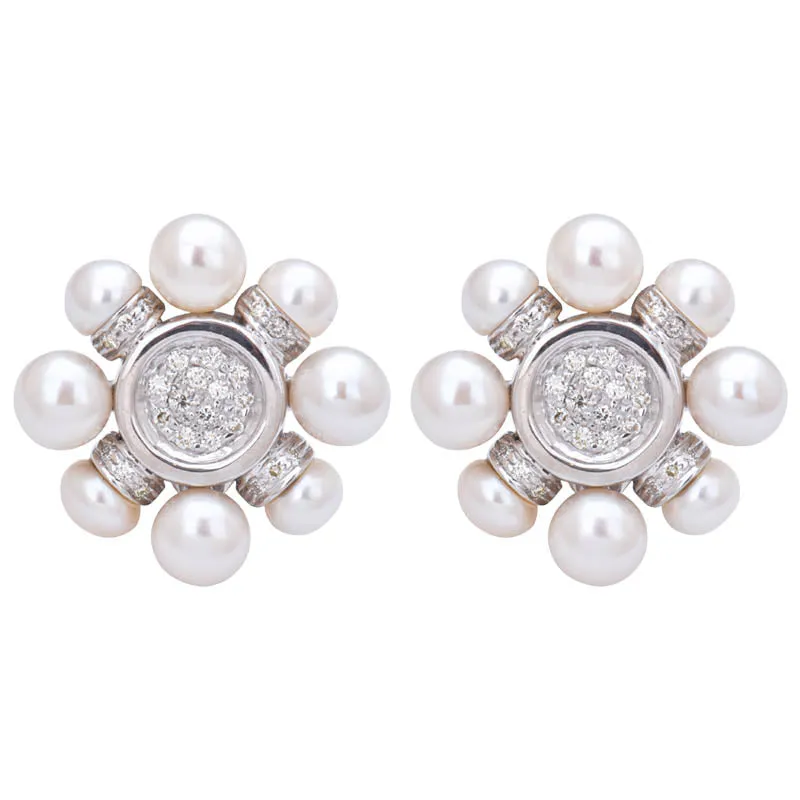 Earrings- Fresh Water Pearl, South Sea Pearl and Diamond