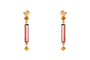 Earrings Long Bicolor Tourmaline & Diamonds