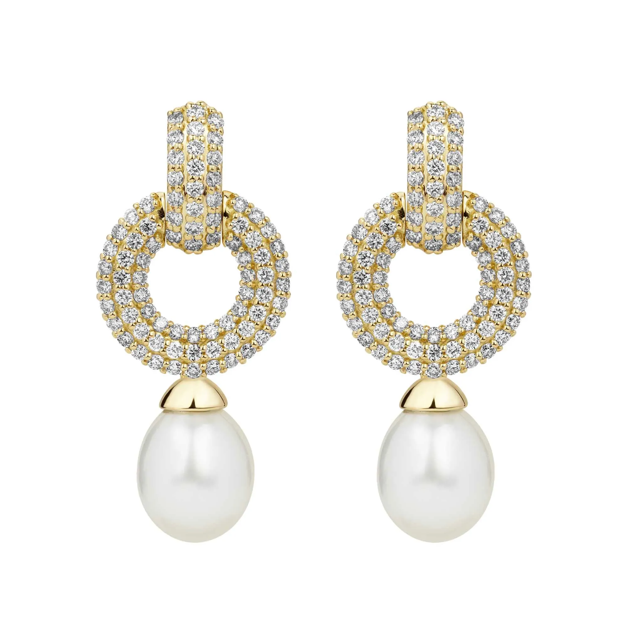 Earrings - South Sea Pearl And Diamond (2384A)