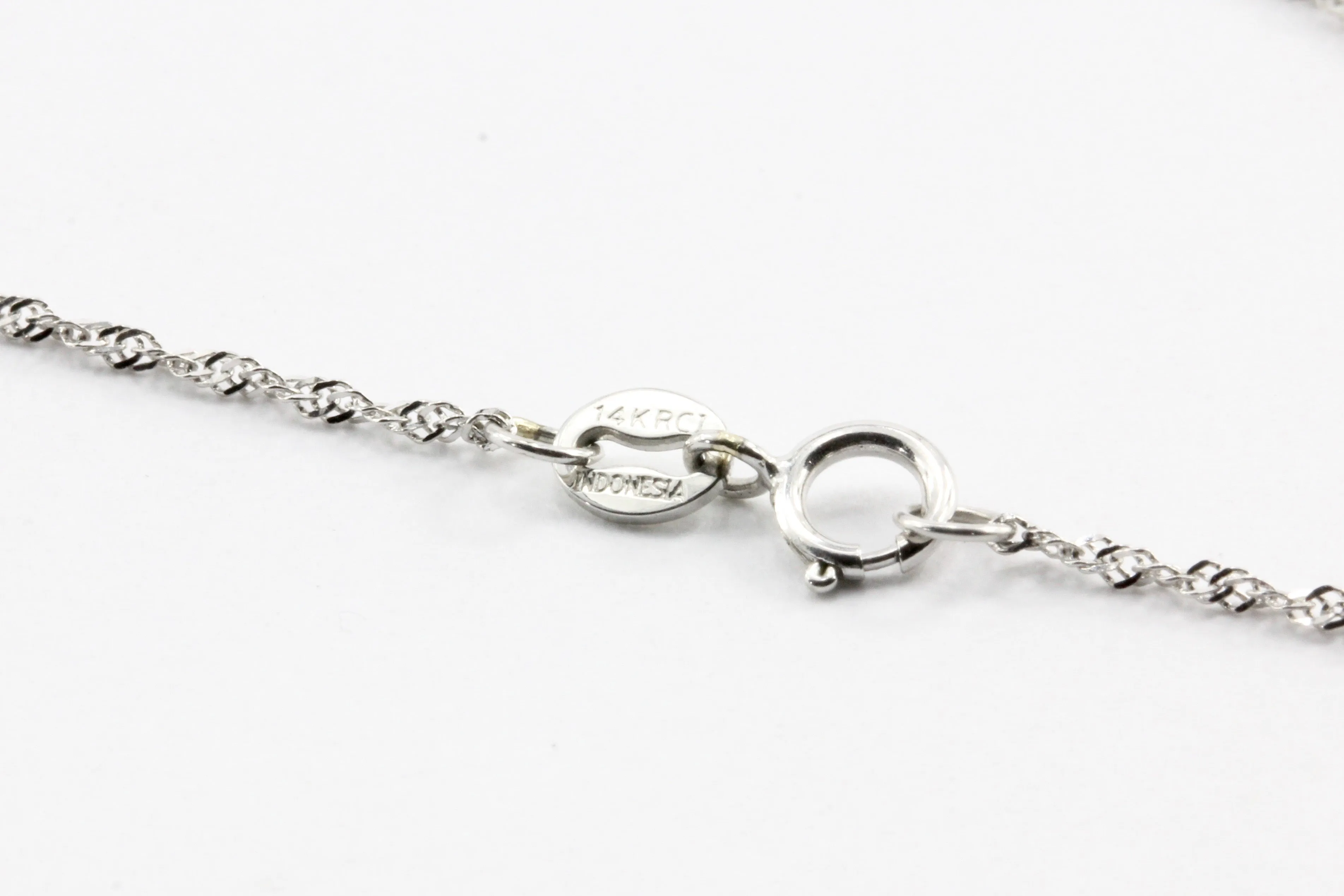 Edwardian 14K White Gold Sapphire Drop Pendant Necklace c.1900