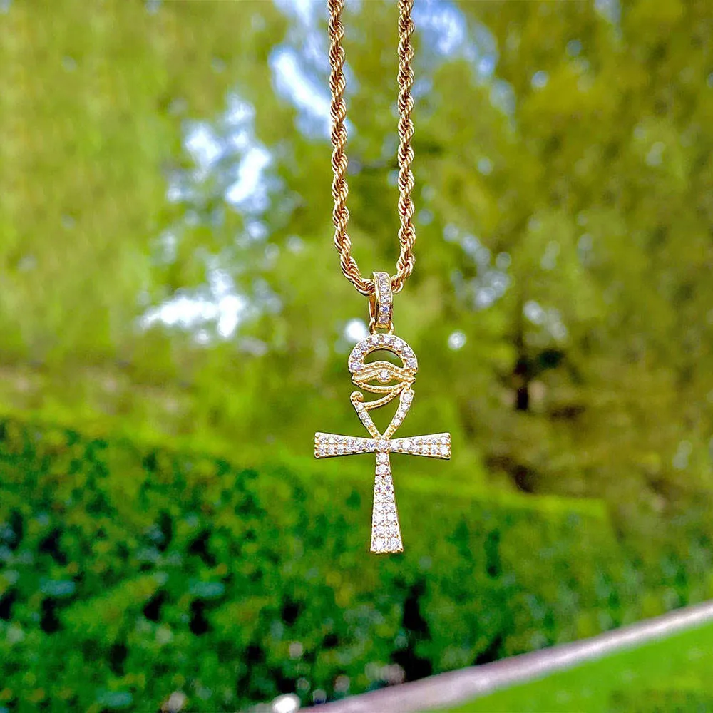 Egyptian Ankh Cross Pendant Necklace For Women/Men Gold Color Eye of Horus Ankh Necklaces Religious Chain