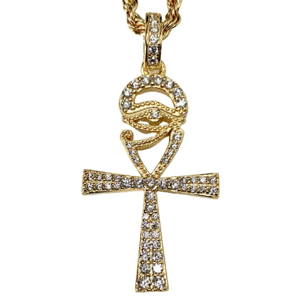 Egyptian Ankh Cross Pendant Necklace For Women/Men Gold Color Eye of Horus Ankh Necklaces Religious Chain