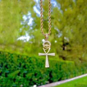 Egyptian Ankh Cross Pendant Necklace For Women/Men Gold Color Eye of Horus Ankh Necklaces Religious Chain