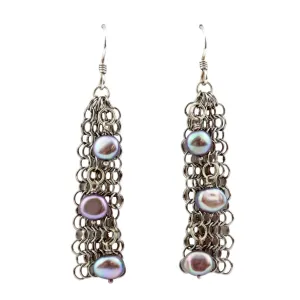 Elaine Unzicker Long Grey Pearl Earrings