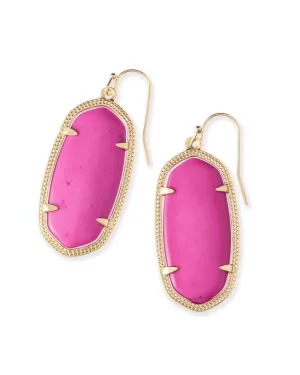 Elle Gold Drop Earrings In Magenta Magnesite pink stone