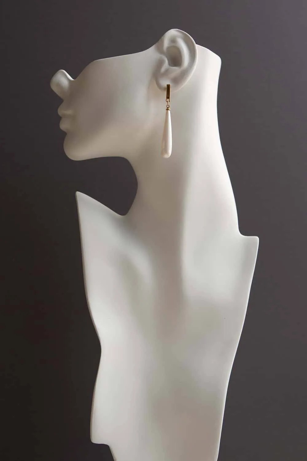 Elongated Pearl Bar Dangle Drop Earrings