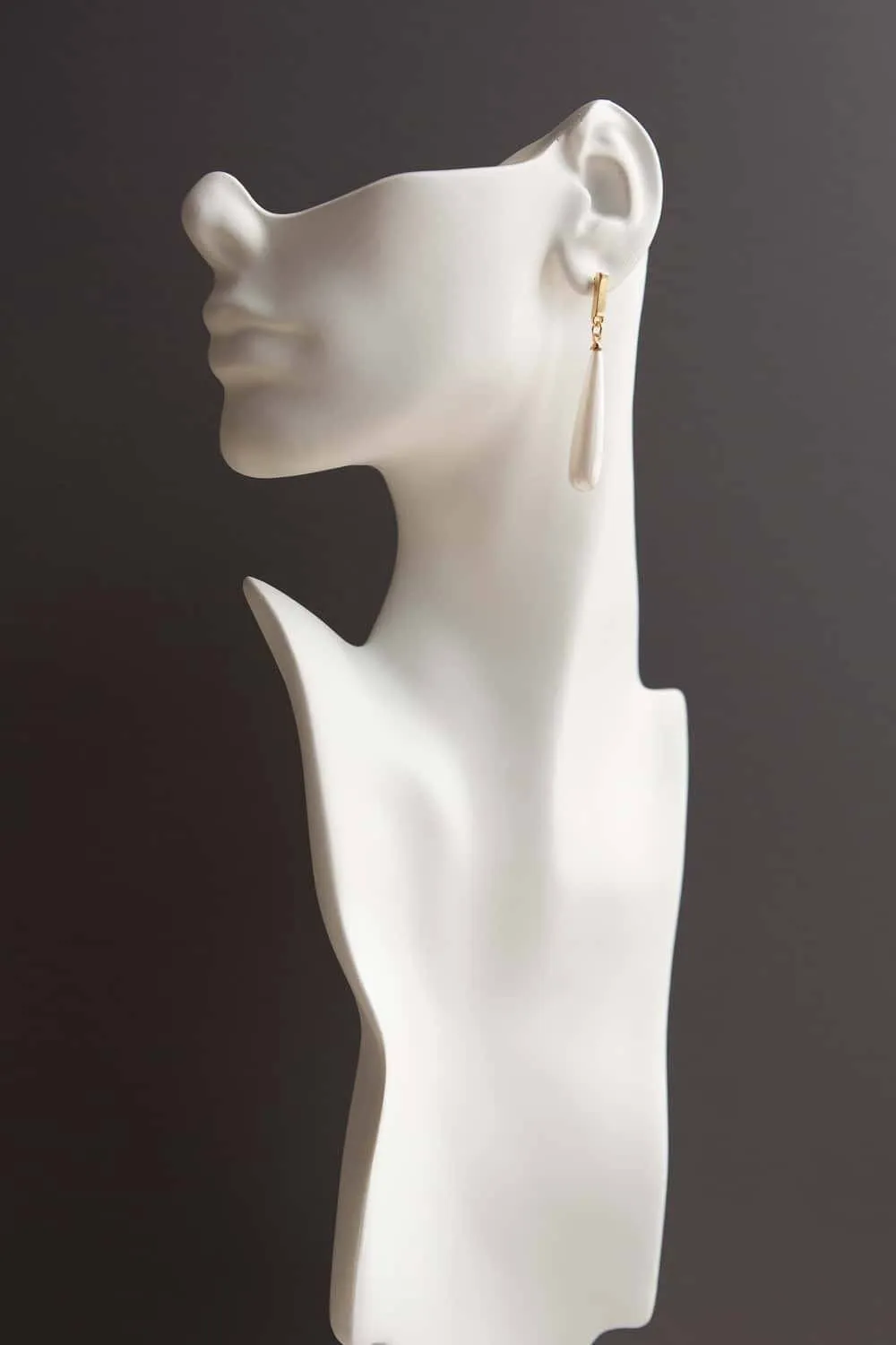 Elongated Pearl Bar Dangle Drop Earrings