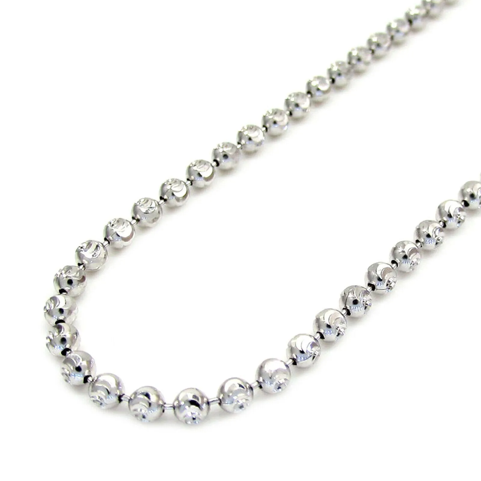 Enchanting 22" 2mm Diamond Cut Moon Chain in 14K White Gold