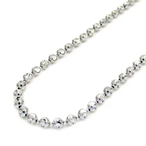 Enchanting 22" 2mm Diamond Cut Moon Chain in 14K White Gold