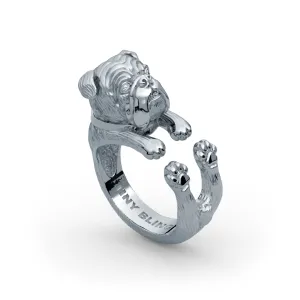 English Bulldog Diamond Cuddle Wrap Ring