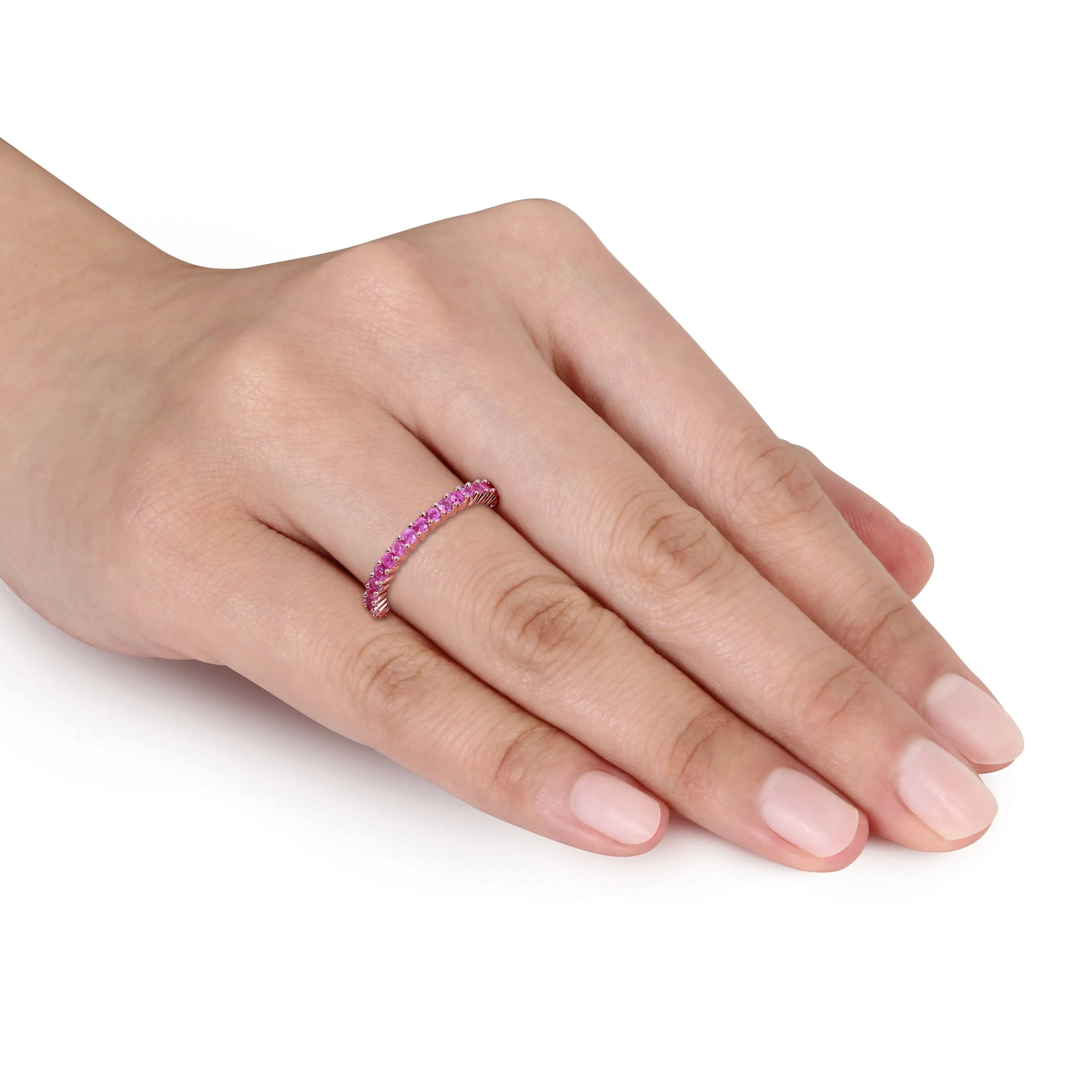 Eternity Ring 14K Rose Gold Pink Sapphire