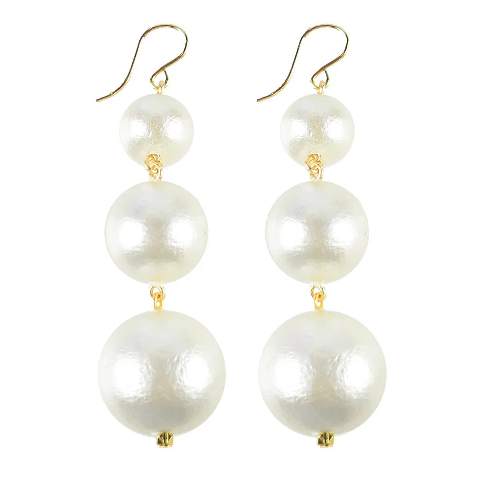 Europa Cotton Pearl Graduated Earrings