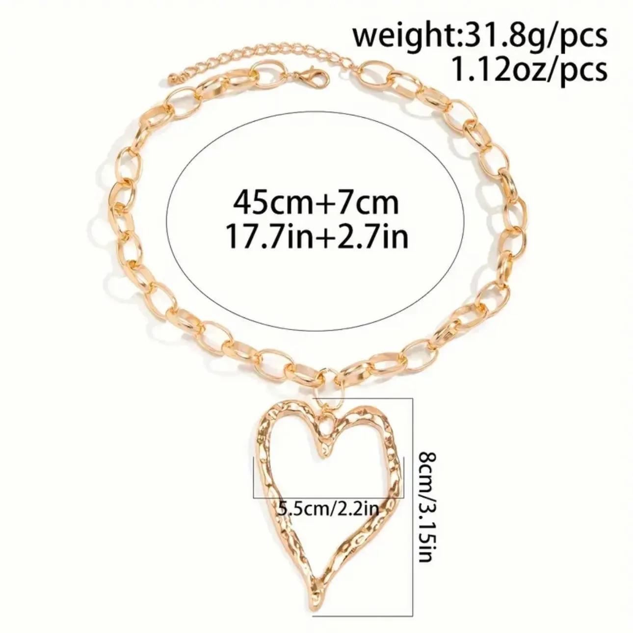 Exaggerated Heart Gold Necklace