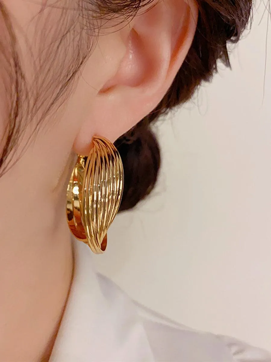 Exaggerated Twisted Metal Earrings MSE20006