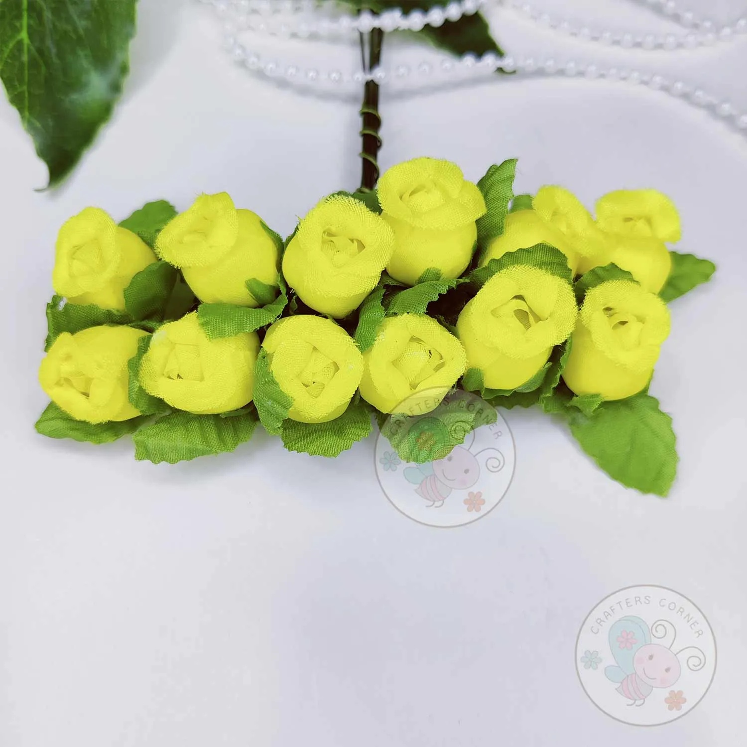 Fabric Rose Buds - Yellow
