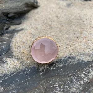Faceted Round Rose Quartz Ring in Gold
