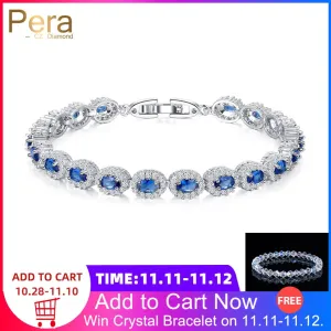 Fashion Women Sterling Silver 925 Jewelry Summer Design Dark Blue Cubic Zirconia Crystal Marquise Bracelet For Mother Day B070