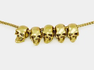 Five Skulls 18K Gold Trophy Necklace
