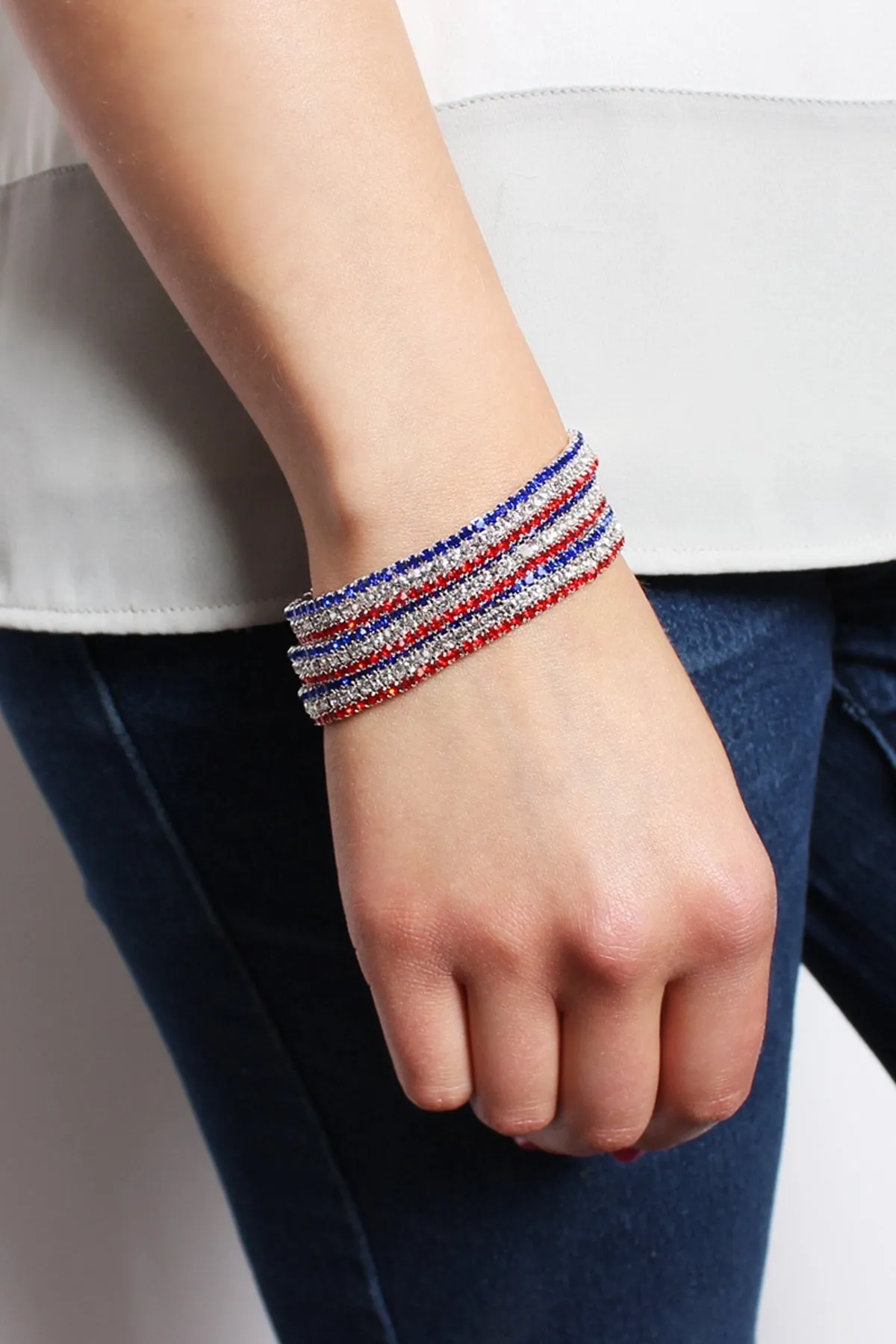 Flag 3 Line Elastic Bracelet - Pack of 6