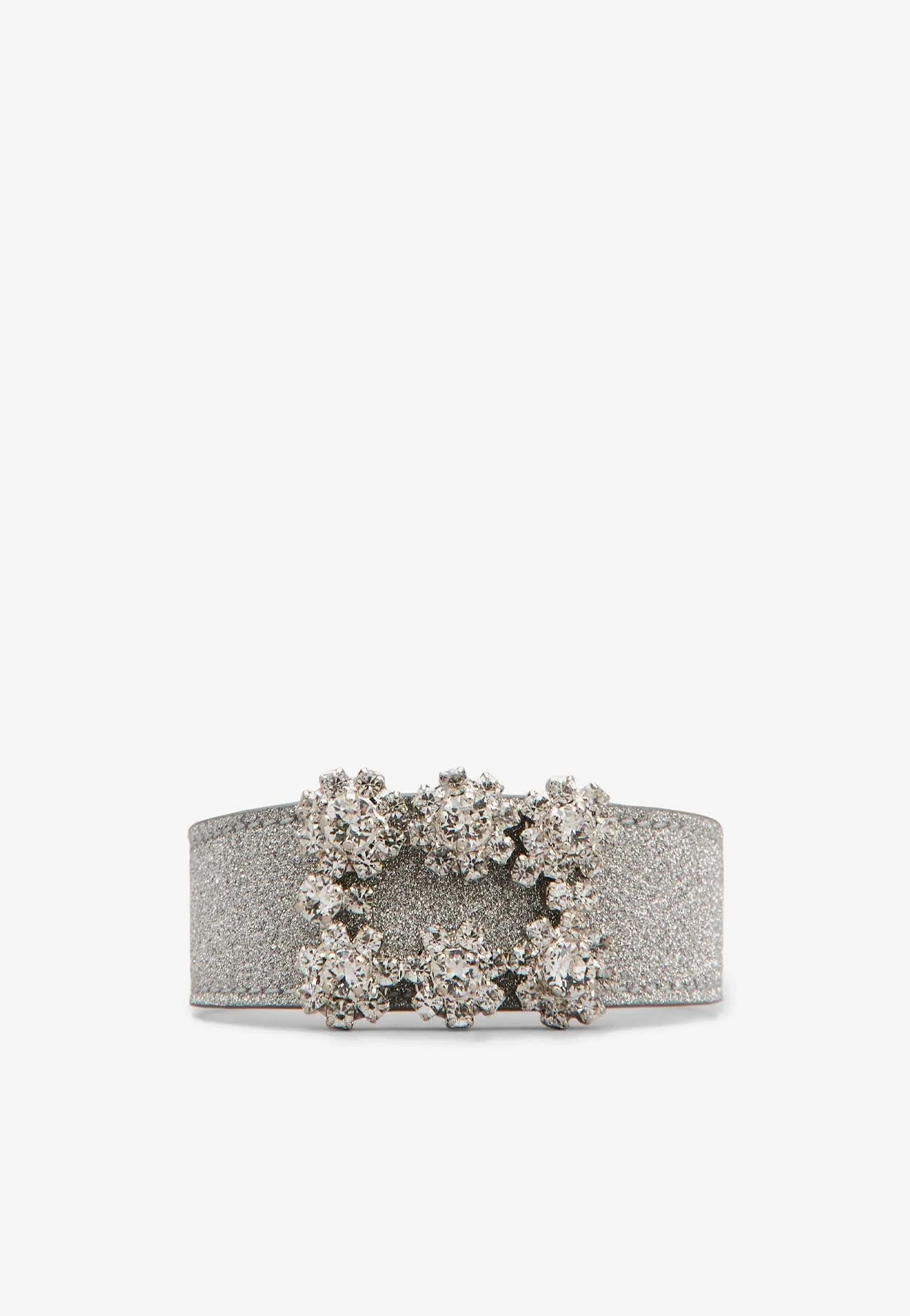 Floral Crystal Buckle Bracelet in Glitter Fabric