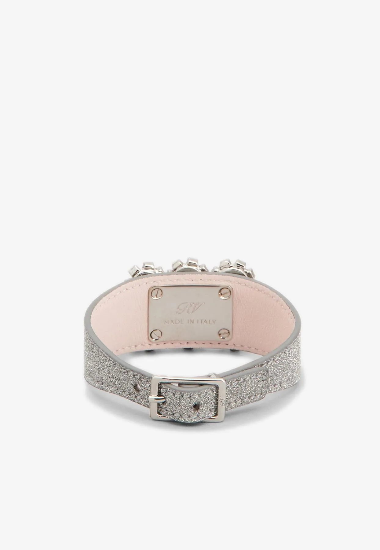 Floral Crystal Buckle Bracelet in Glitter Fabric