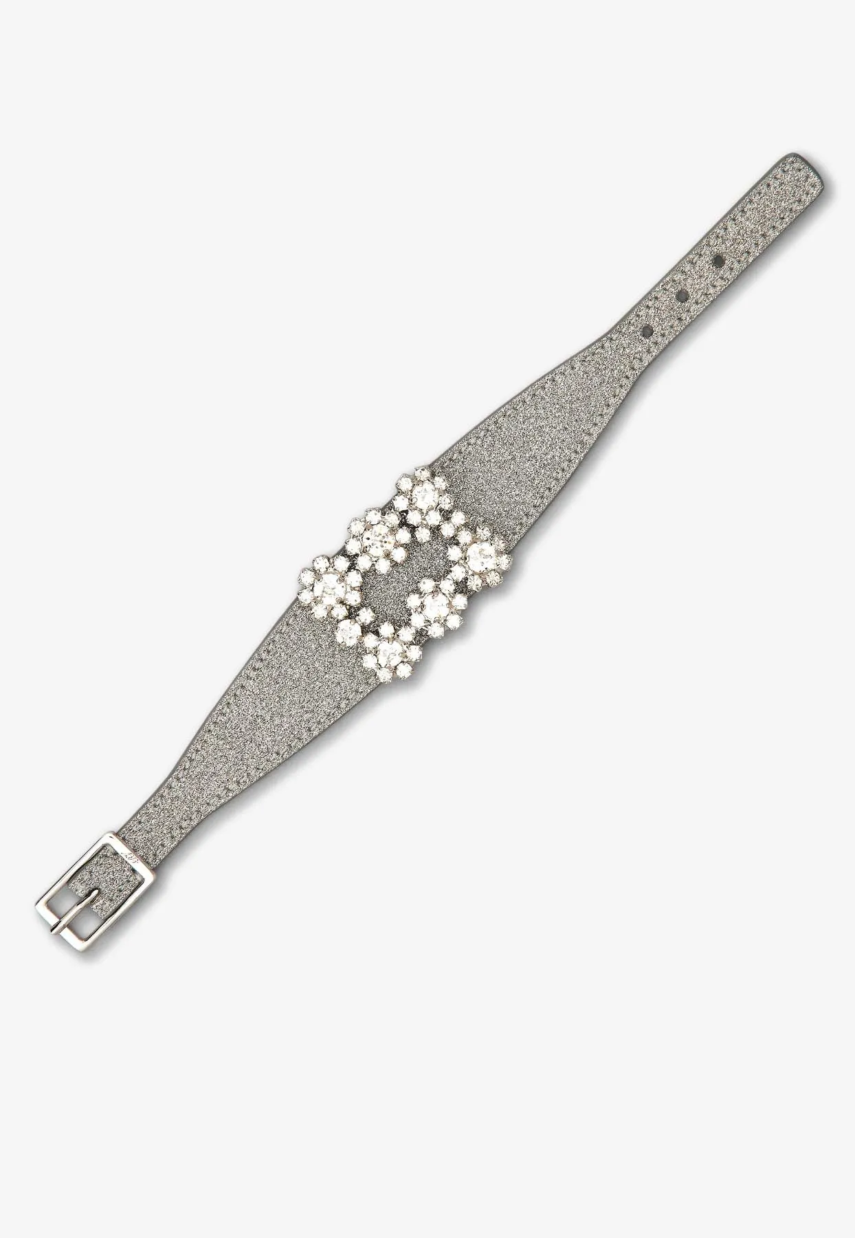 Floral Crystal Buckle Bracelet in Glitter Fabric