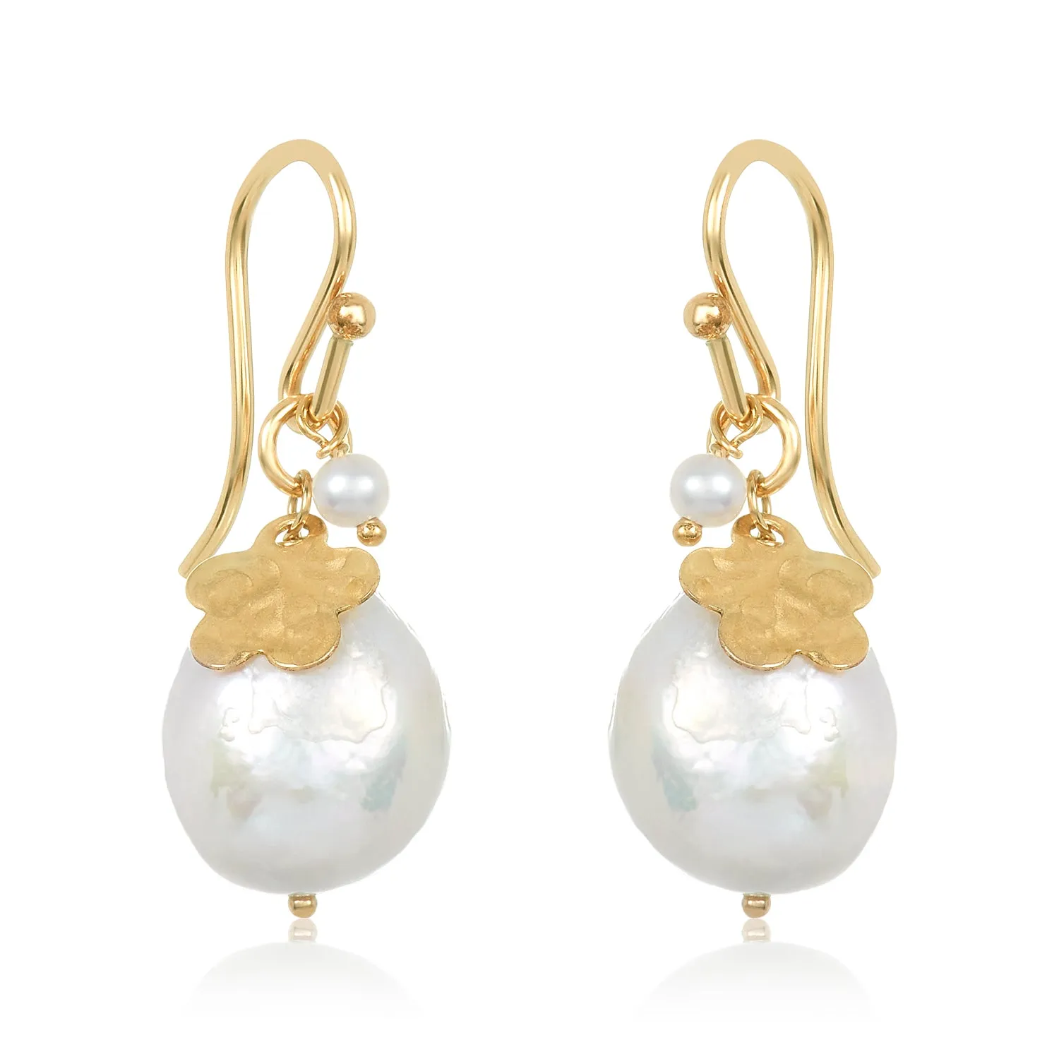 Flower Charm Pearl Earrings