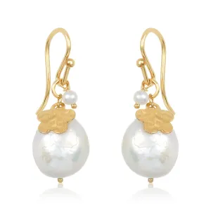 Flower Charm Pearl Earrings