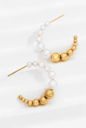 Forever Pearl & Gold Hoop Earrings | Water Resistant
