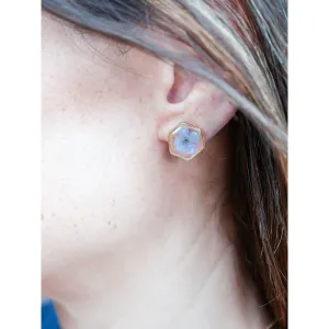 Forget me not stud hexagon earrings