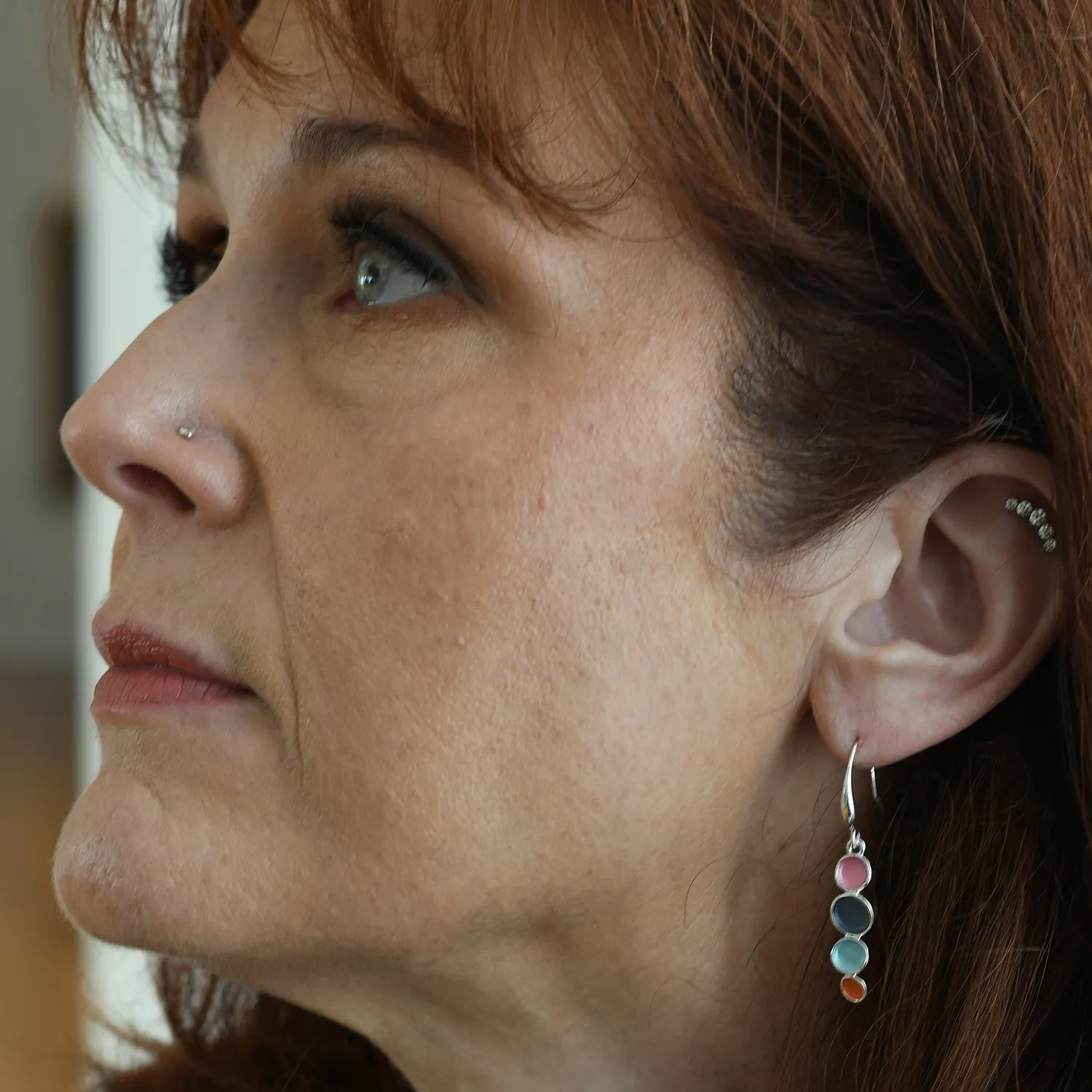 Four in a Row Drop Earrings