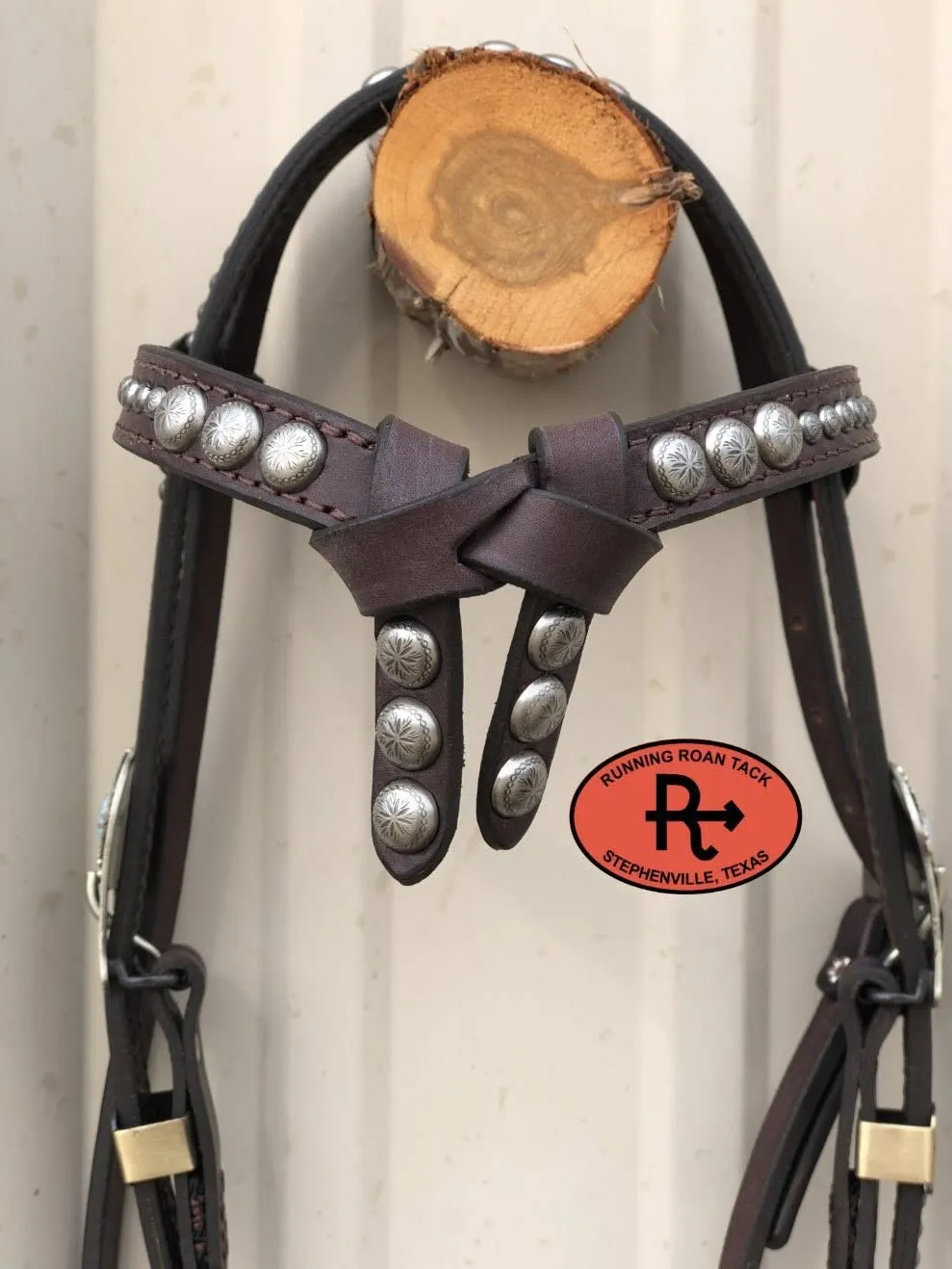 Futurity Knot Browband Draw Gag Bit Headstall with German Silver Feather Hardware