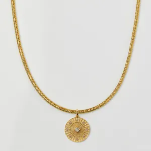 Garden Party Slinky Chain and Green Amethyst Compass Coin Pendant