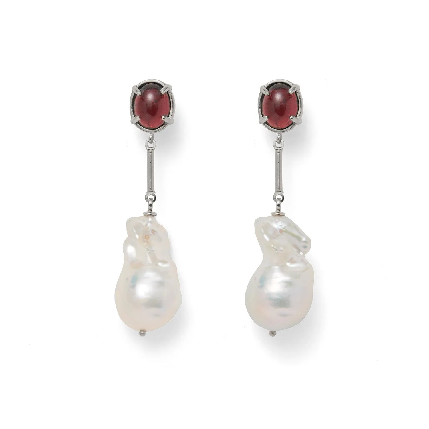 Garnet Baroque Earrings in Silver