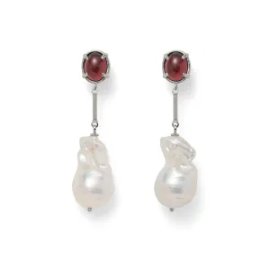 Garnet Baroque Earrings in Silver