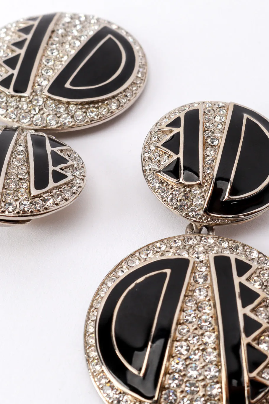 Geo Enamel Rhinestone Earrings