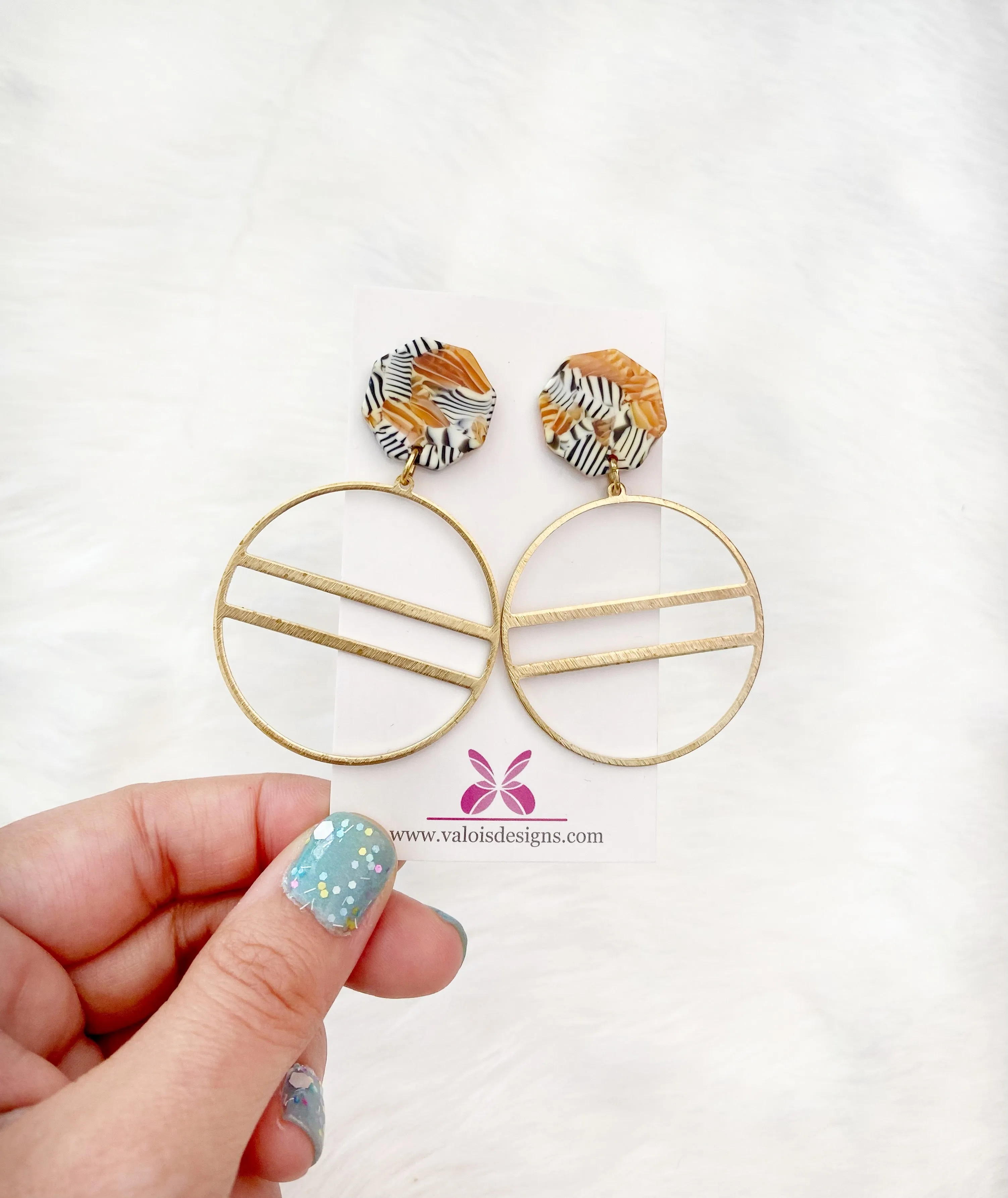 Geo Hoop Resin Earrings