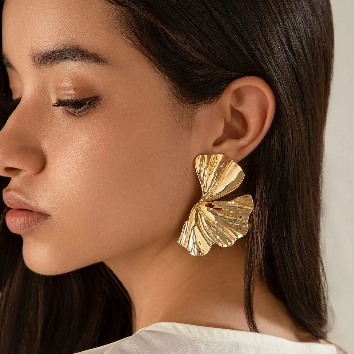 Geometric Abstract Lotus Leaf Earrings