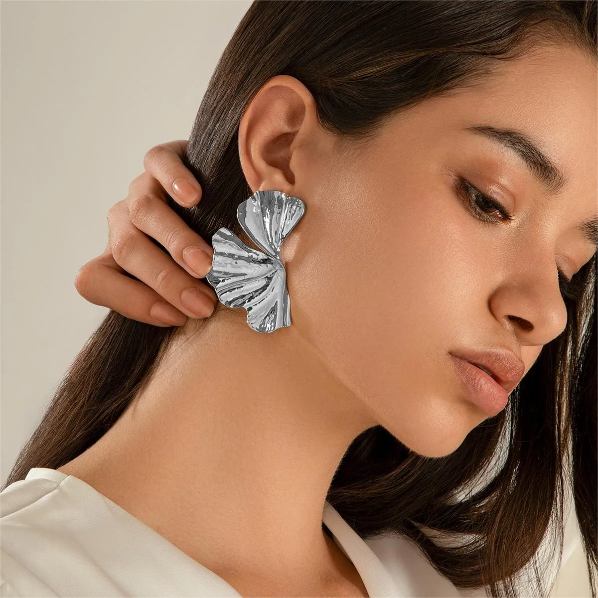 Geometric Abstract Lotus Leaf Earrings
