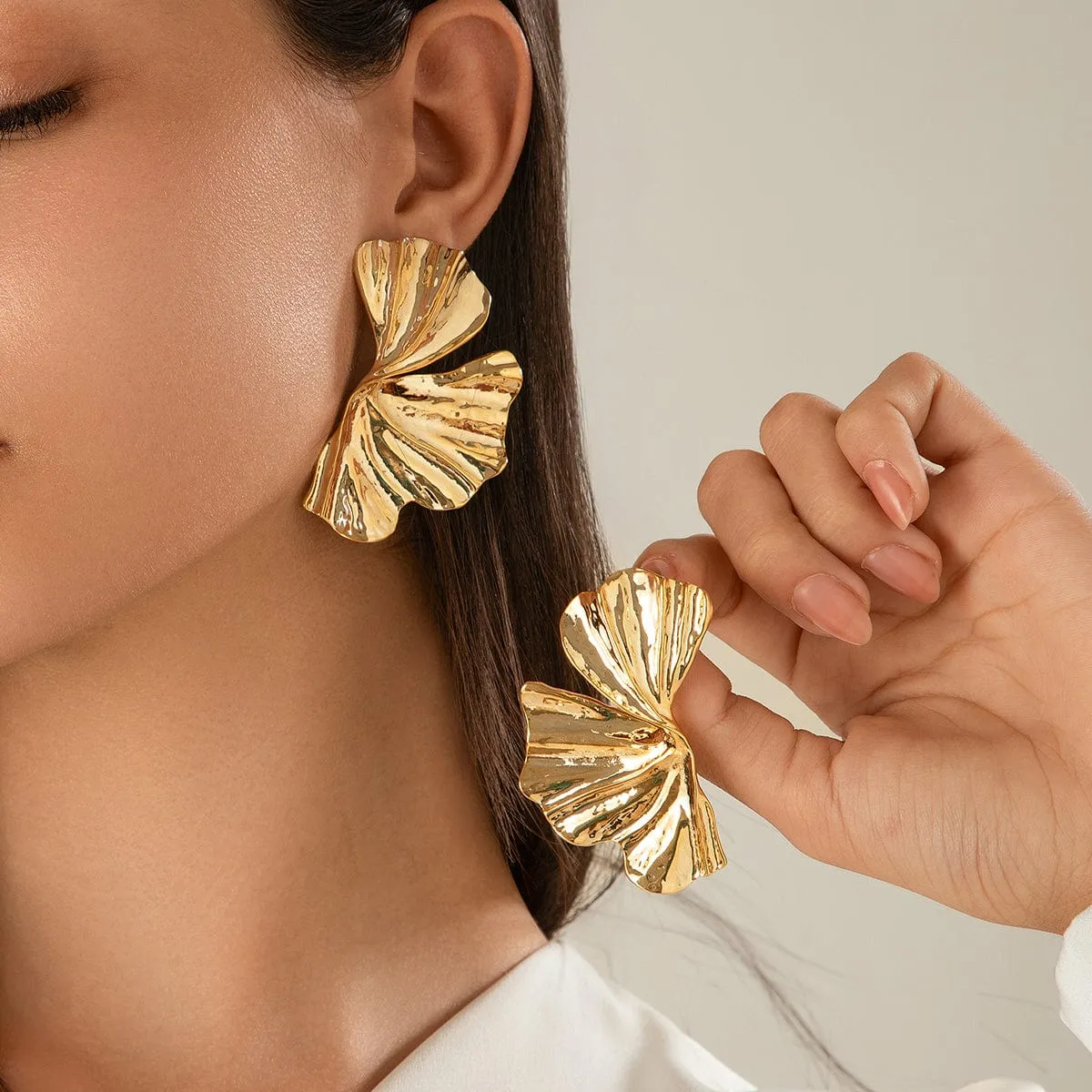 Geometric Abstract Lotus Leaf Earrings