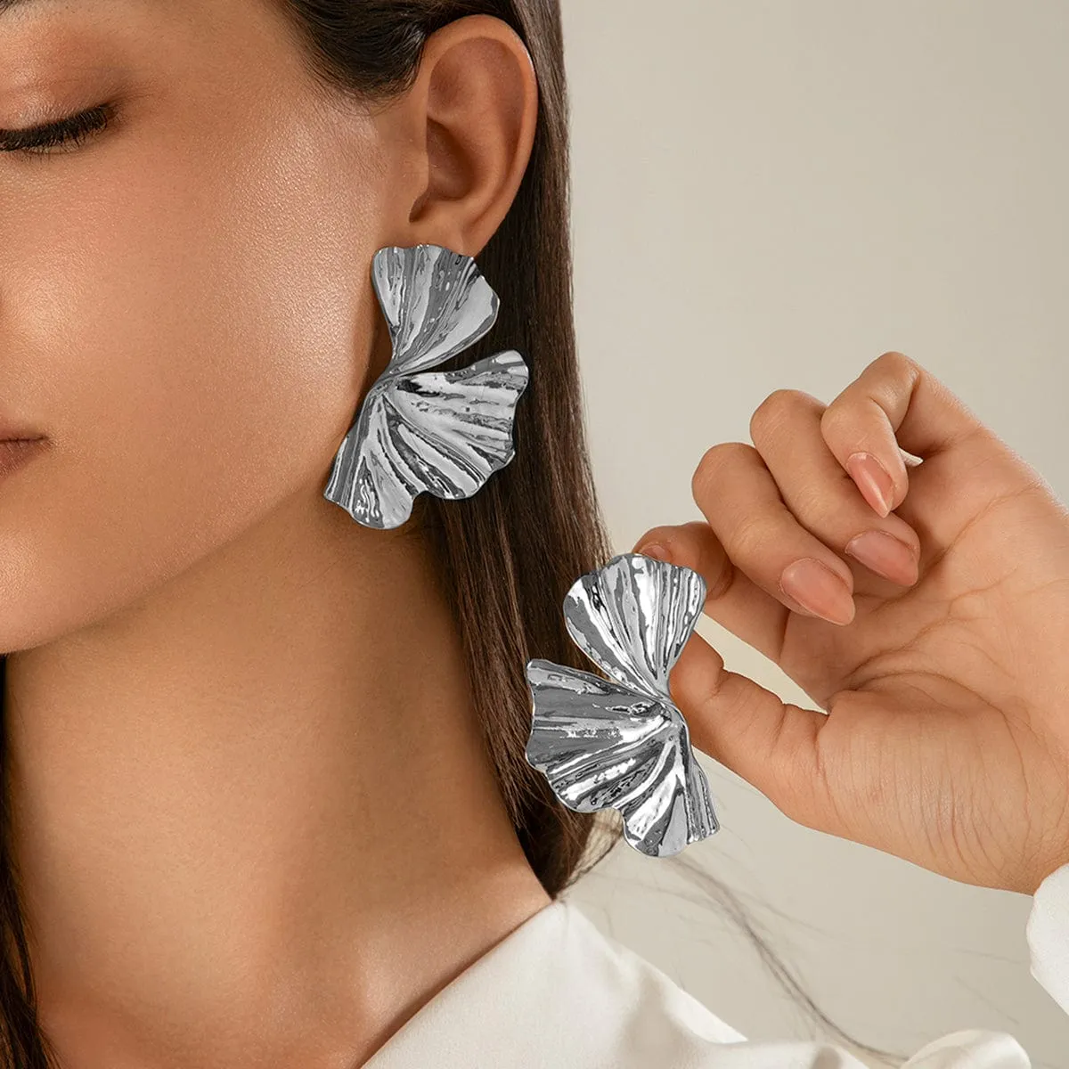 Geometric Abstract Lotus Leaf Earrings