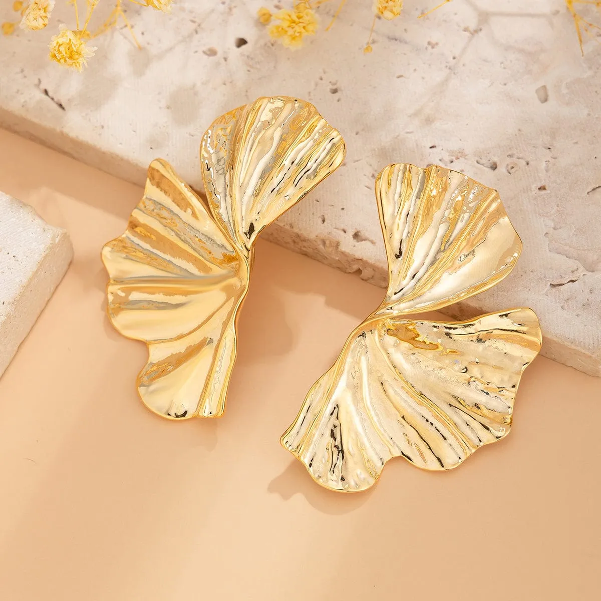 Geometric Abstract Lotus Leaf Earrings